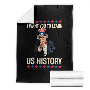 Uncle Sam I Want You To Learn US History Throw Blanket Patriotic Teachers Students