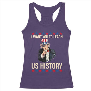 Uncle Sam I Want You To Learn US History Racerback Tank Top Patriotic Teachers Students