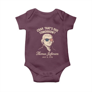 Thomas Jefferson July 3 1776 Baby Onesie Crap That's Due Tomorrow Funny History