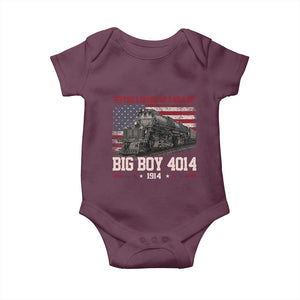 Vintage Steam Locomotive Heritage Baby Onesie The Legend of Rails American Flag TS02 Maroon Print Your Wear