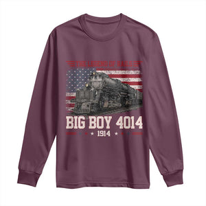 Vintage Steam Locomotive Heritage Long Sleeve Shirt The Legend of Rails American Flag TS02 Maroon Print Your Wear