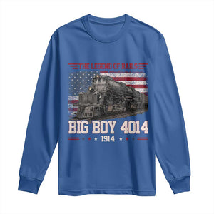 Vintage Steam Locomotive Heritage Long Sleeve Shirt The Legend of Rails American Flag TS02 Royal Blue Print Your Wear