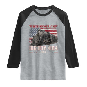 Vintage Steam Locomotive Heritage Raglan Shirt The Legend of Rails American Flag TS02 Heather Gray Black Print Your Wear
