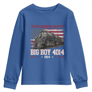 Vintage Steam Locomotive Heritage Youth Sweatshirt The Legend of Rails American Flag TS02 Royal Blue Print Your Wear