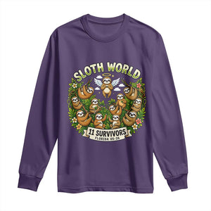 Sloth World 11 Survivors Wildlife Awareness Long Sleeve Shirt Florida Animal Rights Protest and Support TS02 Purple Print Your Wear