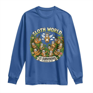 Sloth World 11 Survivors Wildlife Awareness Long Sleeve Shirt Florida Animal Rights Protest and Support TS02 Royal Blue Print Your Wear
