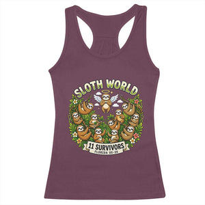 Sloth World 11 Survivors Wildlife Awareness Racerback Tank Top Florida Animal Rights Protest and Support TS02 Maroon Print Your Wear