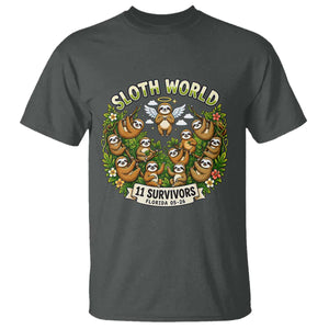 Sloth World 11 Survivors Wildlife Awareness T Shirt Florida Animal Rights Protest and Support TS02 Dark Heather Print Your Wear