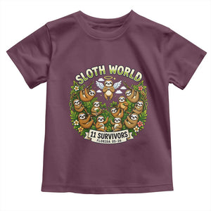 Sloth World 11 Survivors Wildlife Awareness Toddler T Shirt Florida Animal Rights Protest and Support TS02 Maroon Print Your Wear