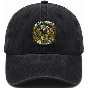 Sloth World 11 Survivors Wildlife Awareness Washed Cotton Baseball Cap Florida Animal Rights Protest and Support