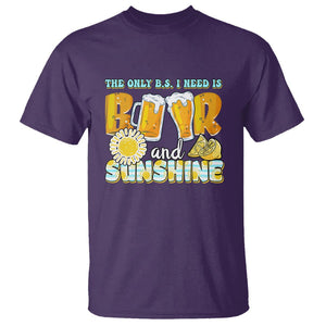 Funny Drinking T Shirt The Only B.S. I Need Is Beer And Sunshine Lover TS02 Purple Printyourwear