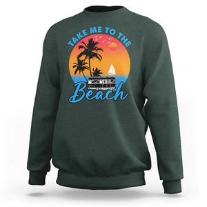 Summer Vibe Sweatshirt Retro Sunset Take Me To The Beach TS02 Dark Forest Green Print Your Wear