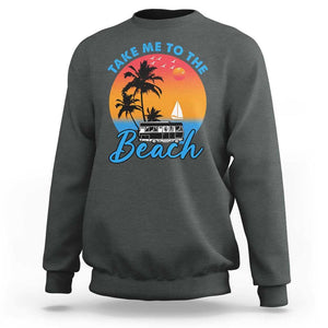 Summer Vibe Sweatshirt Retro Sunset Take Me To The Beach TS02 Dark Heather Print Your Wear