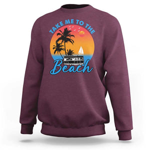 Summer Vibe Sweatshirt Retro Sunset Take Me To The Beach TS02 Maroon Print Your Wear