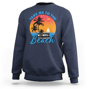 Summer Vibe Sweatshirt Retro Sunset Take Me To The Beach TS02 Navy Print Your Wear