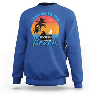 Summer Vibe Sweatshirt Retro Sunset Take Me To The Beach TS02 Royal Blue Print Your Wear