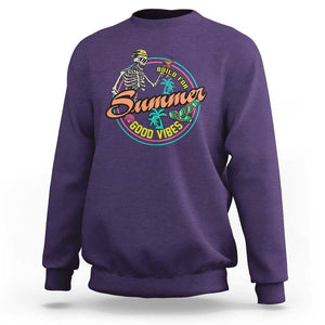 Summer Vibe Skeleton Sweatshirt Build For Summer Good Vibes Chilln' TS02 Purple Print Your Wear