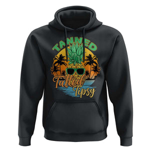 Summer Vibe Hoodie Tanned Tatted Tipsy Funny Pineapple Retro Sunset TS02 Black Print Your Wear