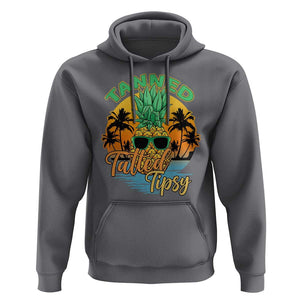 Summer Vibe Hoodie Tanned Tatted Tipsy Funny Pineapple Retro Sunset TS02 Charcoal Print Your Wear