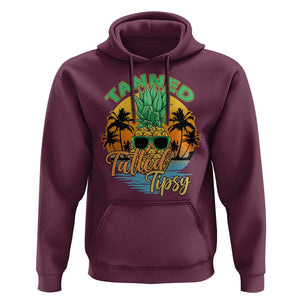 Summer Vibe Hoodie Tanned Tatted Tipsy Funny Pineapple Retro Sunset TS02 Maroon Print Your Wear
