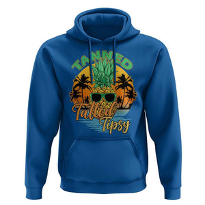Summer Vibe Hoodie Tanned Tatted Tipsy Funny Pineapple Retro Sunset TS02 Royal Blue Print Your Wear