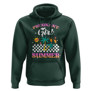 Pregnant Girl Summer Hoodie Funny Baby Announcement Retro Vintage TS02 Dark Forest Green Print Your Wear