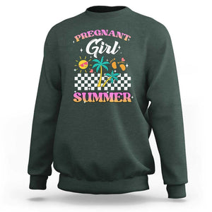 Pregnant Girl Summer Sweatshirt Funny Baby Announcement Retro Vintage TS02 Dark Forest Green Print Your Wear