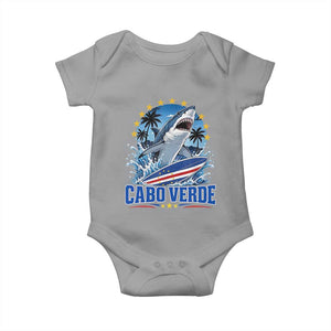 Cabo Verde Surfing Blue Shark Surfboard Baby Onesie Cape Verde Flag Tropical Ocean Wave TS02 Sport Gray Print Your Wear