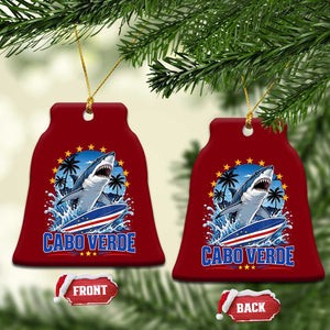 Cabo Verde Surfing Blue Shark Surfboard Ceramic Ornament Cape Verde Flag Tropical Ocean Wave TS02 Print Your Wear