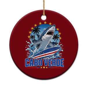Cabo Verde Surfing Blue Shark Surfboard Ceramic Ornament Cape Verde Flag Tropical Ocean Wave TS02 1pc Red Print Your Wear