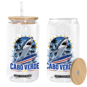 Cabo Verde Surfing Blue Shark Surfboard Glass Can Cape Verde Flag Tropical Ocean Wave TS02 Print Your Wear