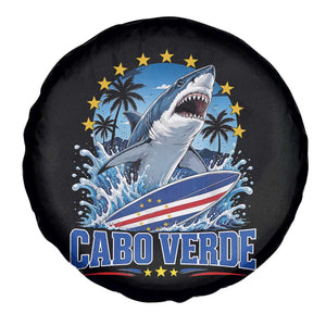 Cabo Verde Surfing Blue Shark Surfboard Spare Tire Cover Cape Verde Flag Tropical Ocean Wave TS02 Print Your Wear