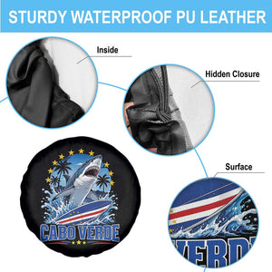Cabo Verde Surfing Blue Shark Surfboard Spare Tire Cover Cape Verde Flag Tropical Ocean Wave TS02 Print Your Wear