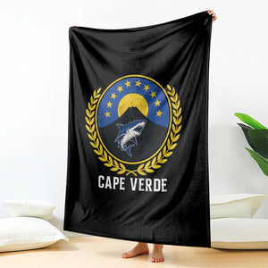 Cape Verde Volcano Blue Sharks Gold Laurel Crest Graphic Throw Blanket Retro Cabo Verde Heritage Pride TS02 Print Your Wear