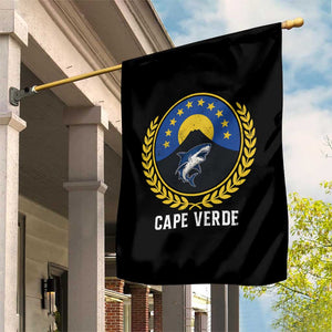 Cape Verde Volcano Blue Sharks Gold Laurel Crest Graphic Garden Flag Retro Cabo Verde Heritage Pride TS02 Print Your Wear