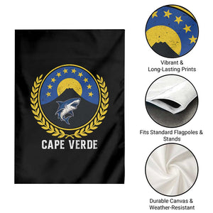 Cape Verde Volcano Blue Sharks Gold Laurel Crest Graphic Garden Flag Retro Cabo Verde Heritage Pride TS02 Print Your Wear