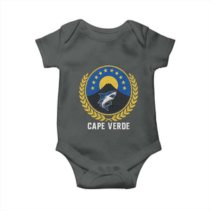 Cape Verde Volcano Blue Sharks Gold Laurel Crest Graphic Baby Onesie Retro Cabo Verde Heritage Pride TS02 Dark Heather Print Your Wear