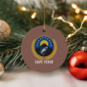 Cape Verde Volcano Blue Sharks Gold Laurel Crest Graphic Ceramic Ornament Retro Cabo Verde Heritage Pride TS02 1pc Mocha Print Your Wear