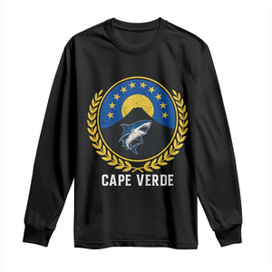 Cape Verde Volcano Blue Sharks Gold Laurel Crest Graphic Long Sleeve Shirt Retro Cabo Verde Heritage Pride TS02 Black Print Your Wear