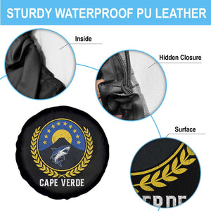 Cape Verde Volcano Blue Sharks Gold Laurel Crest Graphic Spare Tire Cover Retro Cabo Verde Heritage Pride TS02 Print Your Wear