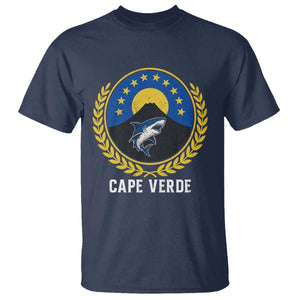 Cape Verde Volcano Blue Sharks Gold Laurel Crest Graphic T Shirt Retro Cabo Verde Heritage Pride TS02 Navy Print Your Wear