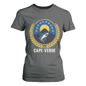 Cape Verde Volcano Blue Sharks Gold Laurel Crest Graphic T Shirt For Women Retro Cabo Verde Heritage Pride TS02 Dark Heather Print Your Wear