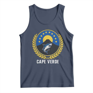 Cape Verde Volcano Blue Sharks Gold Laurel Crest Graphic Tank Top Retro Cabo Verde Heritage Pride TS02 Navy Print Your Wear