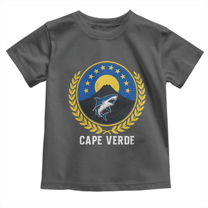 Cape Verde Volcano Blue Sharks Gold Laurel Crest Graphic Toddler T Shirt Retro Cabo Verde Heritage Pride TS02 Dark Heather Print Your Wear
