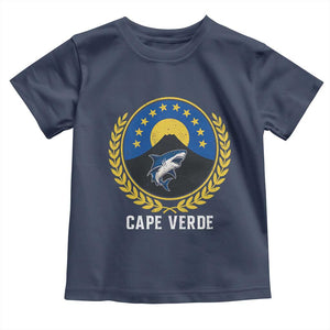 Cape Verde Volcano Blue Sharks Gold Laurel Crest Graphic Toddler T Shirt Retro Cabo Verde Heritage Pride TS02 Navy Print Your Wear