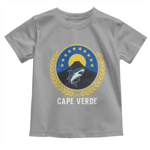 Cape Verde Volcano Blue Sharks Gold Laurel Crest Graphic Toddler T Shirt Retro Cabo Verde Heritage Pride TS02 Sport Gray Print Your Wear