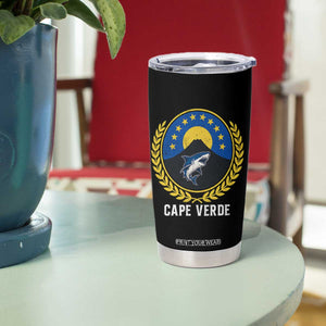 Cape Verde Volcano Blue Sharks Gold Laurel Crest Graphic Tumbler Cup Retro Cabo Verde Heritage Pride TS02 Print Your Wear