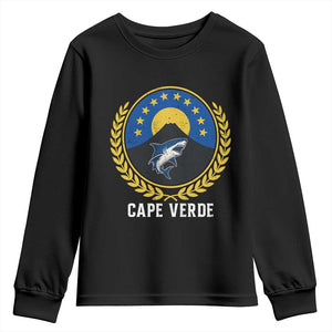 Cape Verde Volcano Blue Sharks Gold Laurel Crest Graphic Youth Sweatshirt Retro Cabo Verde Heritage Pride TS02 Black Print Your Wear