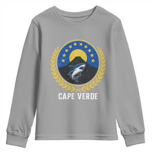 Cape Verde Volcano Blue Sharks Gold Laurel Crest Graphic Youth Sweatshirt Retro Cabo Verde Heritage Pride TS02 Sport Gray Print Your Wear