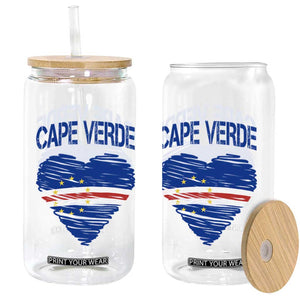 Cape Verde Scribble Flag Heart National Pride Glass Can Cabo Verde Love TS02 Print Your Wear